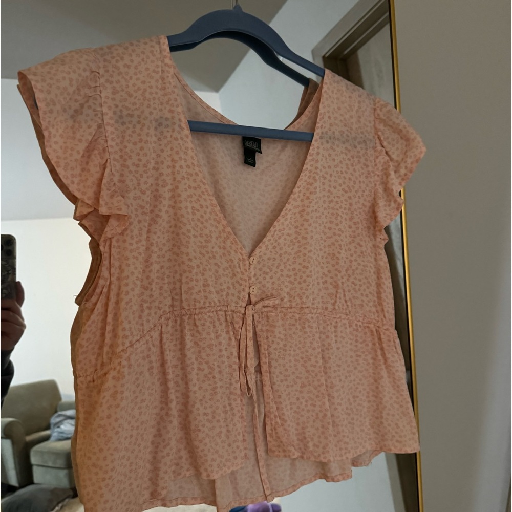 Floral Cropped Babydoll Shirt